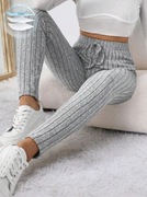Damskie sportowe legginsy do jogi i fitness - szary prążek XS