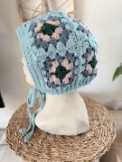 Kolorowa szydełkowa czapka bonetka kapturek handmade crochet rękodzieło