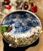 Stolik kawowy z tacą, z zywicą epoksydową 800 zł