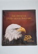 Klaser z mapą USA na kolekcję 50 sztuk ćwierćdolarówek amerykańskich