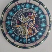 Zegar z kotem, rękodzieło, dot painting