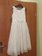Sukienka biała z elementami koronki, na przyjęcie komunijne rozm. 140