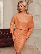 Błyszcząca sukienka morelowa