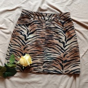 Brązowa Spódniczka Topshop 36 bawełna tygrys print zwierzęcy na imprezę