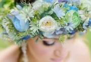 Wiosenny wianek na głowę błękit 