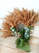 Jesienny wianek z suszonych traw i dyniami – dekoracja handmade