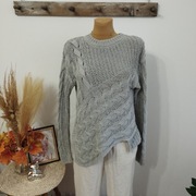 Szary sweter damski River Island – rozmiar 36, gruby warkoczowy