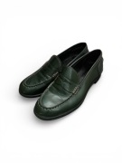 Butelkowozielone skórzane loafersy mokasyny oksfordy włoskie 39 Bagatti