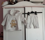 Komplet zimowy niemowlęcy bluza polarowa z kapturem spodnie ocieplane r. 56