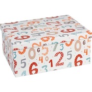 Pudełko kartonowe ozdobne na prezenty "Cyferki", prostokąt, 33x25.5x14.5 cm