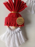 Skrzat bożonarodzeniowy z makramy - handmade, 17 cm