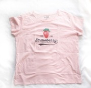 pudrowa koszulka damska, xl koszulka z truskawką, bawełniany tshirt xl