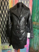 Nowy z metką czarny skórzany damski płaszcz Chyston Vintage collection [M]