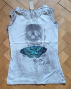 Damska bluzka koszulka z czaszką i motylem Rock Revival r. L - XL