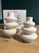 Wazon ceramiczny NORDIC beżowy 2 sztuki nowoczesny na suszone kwiaty