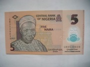 BANKNOT  NIGERIA - 5 NAIRA - 2022 r. - POLIMER seria GR UNC