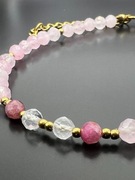 Bransoletka serca – Kwarc Różowy, Różowy Turmalin & Kryształ Górski