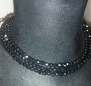 elegancki naszyjnik, czarne perły, szlifowane szkło, Jablonex