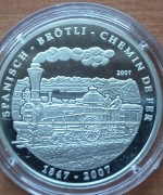 KONGO Srebrna moneta 999, 1000 franków 2007 Lokomotywa Koleje Proof