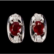 Kolczyki Rubin Diament srebro 