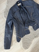 Kurtka damska ramoneska skóra ekologiczna rozmiar S granatowa