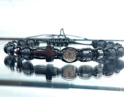 BRANSOLETKA KAMIEŃ LAWA KRZYŻ STAL SZLACHETNA WYMIAR MĘSKA DAMSKA 