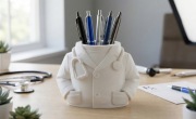 Organizer na długopisy Lekarz 3D | Stojak biurkowy medyczny |  11 cm