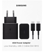 SAMSUNG ŁADOWARKA SIECIOWA PD 45W USB-C + kabel 1,8m (EP-T4511XBEGEU)