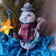 Ozdoba choinkowa Bałwanek z ptaszkiem