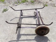 Wózek dla lalek element wózka metalowa podstawa z kółkami PRL antyk