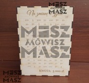 Skarbonka wykreślanka na dowolny cel i wybraną kwotę mała #MiszMówiszMasz