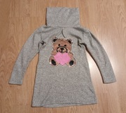 Szary golf z dwustronnymi cekinami długi Sweter z misiem ruchome cekiny 6