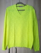 Nowy piękny sweterek ażurowy serca długi rękaw zielony neon r. uniwersalny 
