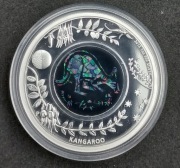 PODŚWIETLANY!*AUSTRALIAN OPAL SERIES*THE KANGAROO*1ozSILVER+OPAL/UNIKAT/O3