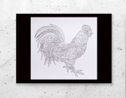kogucik plakat A4, biało czarny plakat z kogutem, kogut plakat 21x30