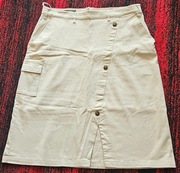 Spódnica bojówka Bonprix bpc selection beżowa z bawełny, r. 48