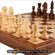 Luksusowy Zestaw Szachów z Litego Drewna + 2 Dodatkowe Królice, Składana