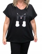 czarna bluzka z haftem miś 4xl 46 48 50