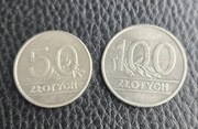 ZESTAW MONET - 50 ZŁ. 100 ZŁ.--1990 r.