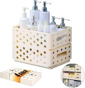 KAOTPO Zestaw 4 małych pudełek składanych 30,5x23,5x11,5cm kremowo-białe