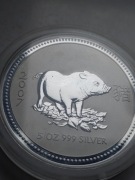Moneta 5 oz Lunar I Rok Świni 2007 srebrna Ag999 8$ 