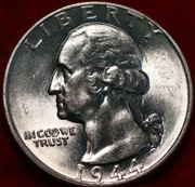 25 centów - srebro-  Washington 1944 - Quarter Dollar-menniczy 