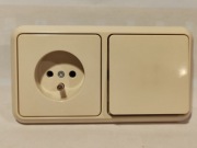 Zestaw Gniazdo + wyłącznik + ramka 2K ELSO krem 