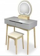 Toaletka z lustrem i taboretem Sapphire szara 