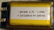 Akumulator li-ion 3,7V; w pełni naładowany, 801830; 1,37 Wh;  23122018