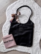 Miu Miu nowa czarna shopper bag torebka logo tote skórzana elegancka