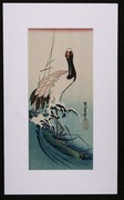 Żuraw - piękny  oryginalny drzeworyt japoński 
