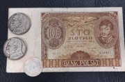 Zestaw starych monet i banknot z kolekcji od 1 zł 