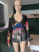 DESIGUAL DŁUŻSZA BLUZKA TOP NA DŁUGI RĘKAW KOLOROWA 36 S
