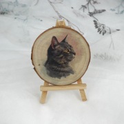 Plaster drewna pod kubek - zawieszka - szary kot